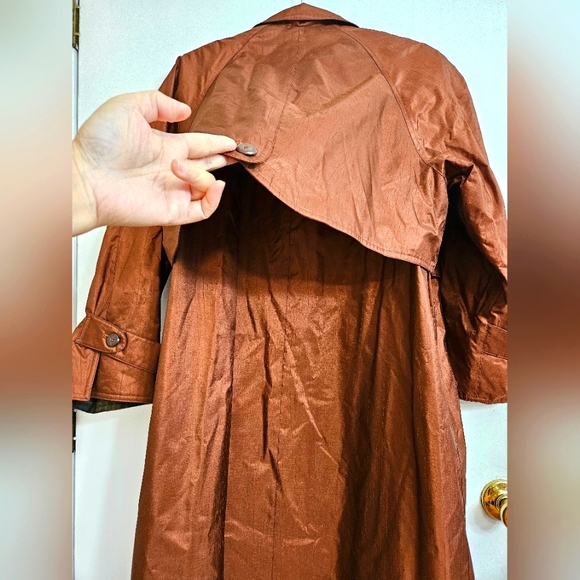British Mist Women's Copper Bronze Brown Trench Coat Vintage Size 7-8 - Picture 4 of 10